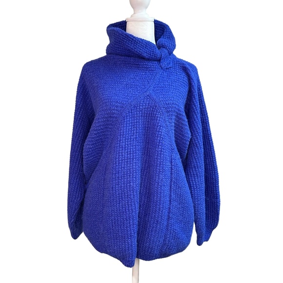 Vtg Helen Hamann Women's Medium Sweater Blue Pullover Hand Knit Peru Alpaca RARE - Picture 1 of 7
